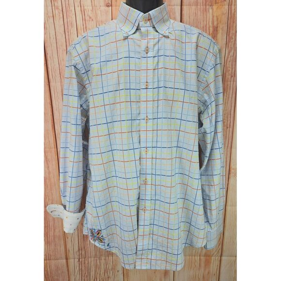 Robert Graham Plaid Button-Up Shirt Embroidered Contrast Details Large - Picture 1 of 10